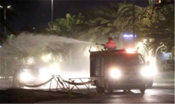 اجرای عملیات گسترده ضدعفونی محیط شهری به همت آتش‌نشانان جزیره